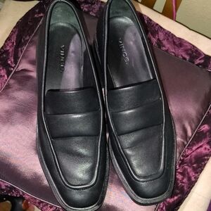 Vince Black Leather Loafers Sleek Slip-Ons